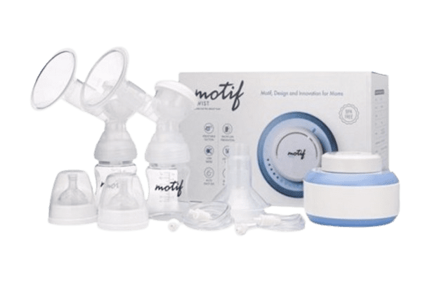 A close up of a baby bottle and breast pump